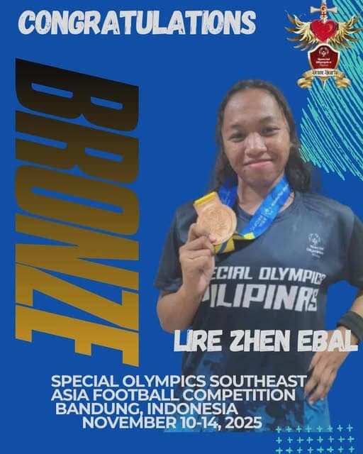 Lire brings home the bronze medal from the Special Olympics Southeast Asia Football Competition in Bandung, Indonesia.